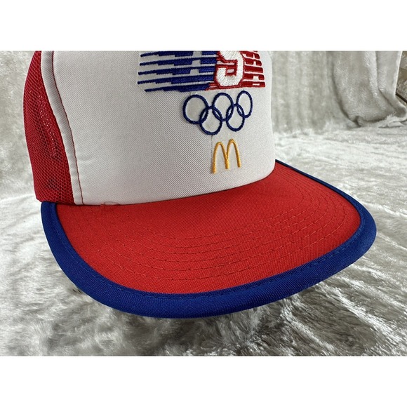Vtg 1984 USA Olympic McDonalds Rare Issue Employee Mesh Trucker Snapback Cap - Picture 9 of 16